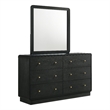 Pemberly Row 6-Drawer Dresser and Mirror with Brass Knobs in Black