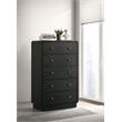 Pemberly Row 5-Drawer Chest of Drawers with Brass Knobs in Black