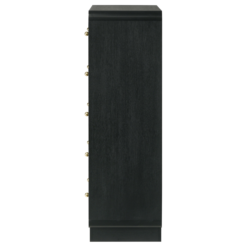 Pemberly Row 5-Drawer Chest of Drawers with Brass Knobs in Black