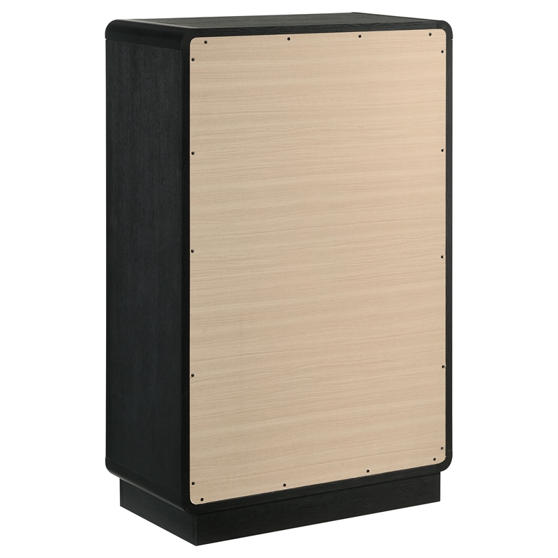 Pemberly Row 5-Drawer Chest of Drawers with Brass Knobs in Black