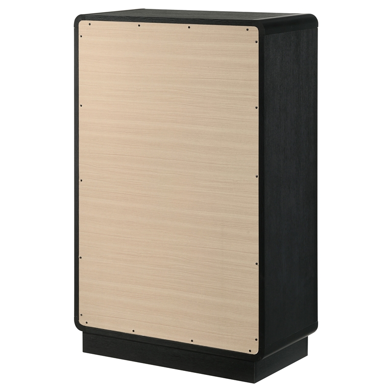 Pemberly Row 5-Drawer Chest of Drawers with Brass Knobs in Black