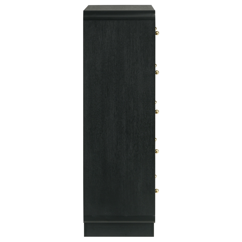 Pemberly Row 5-Drawer Chest of Drawers with Brass Knobs in Black