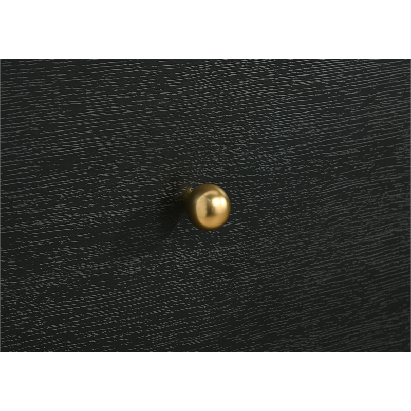 Pemberly Row 5-Drawer Chest of Drawers with Brass Knobs in Black