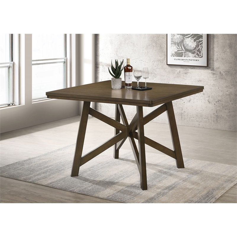 Pemberly Row 47-inch Square Counter Height Dining Table in Brown