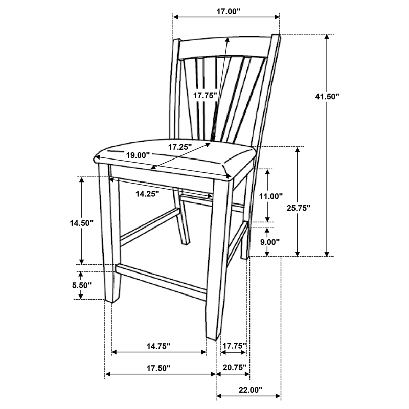 Pemberly Row Counter Height Dining Side Chair Set of 2 in Brown