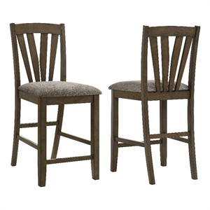 Pemberly Row Counter Height Dining Side Chair Set of 2 in Brown