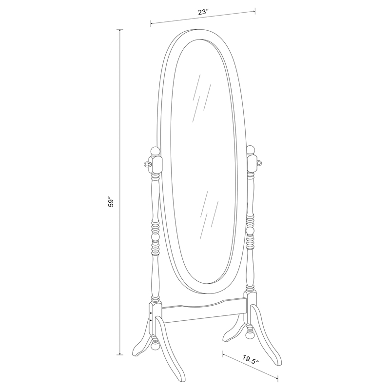 Pemberly Row Wood Adjustable Full Length Cheval Mirror in Black