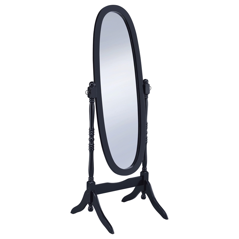 Pemberly Row Wood Adjustable Full Length Cheval Mirror in Black