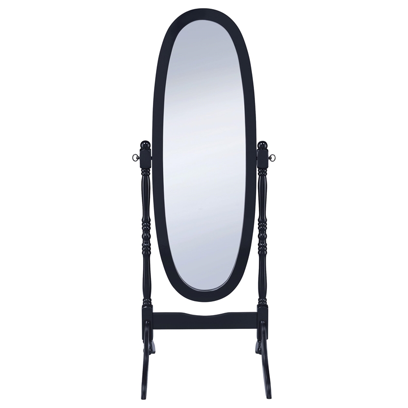 Pemberly Row Wood Adjustable Full Length Cheval Mirror in Black