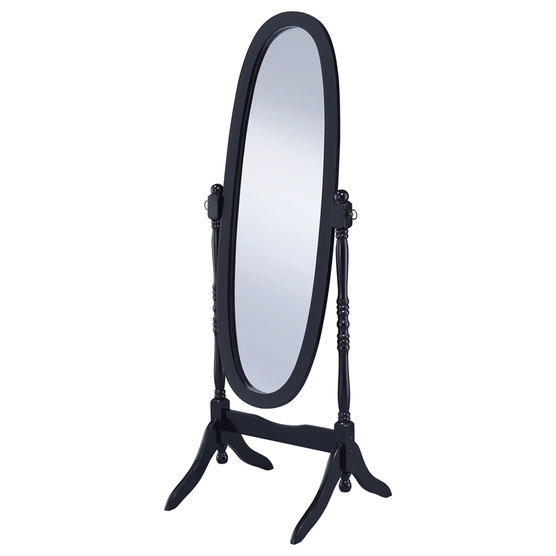 Pemberly Row Wood Adjustable Full Length Cheval Mirror in Black