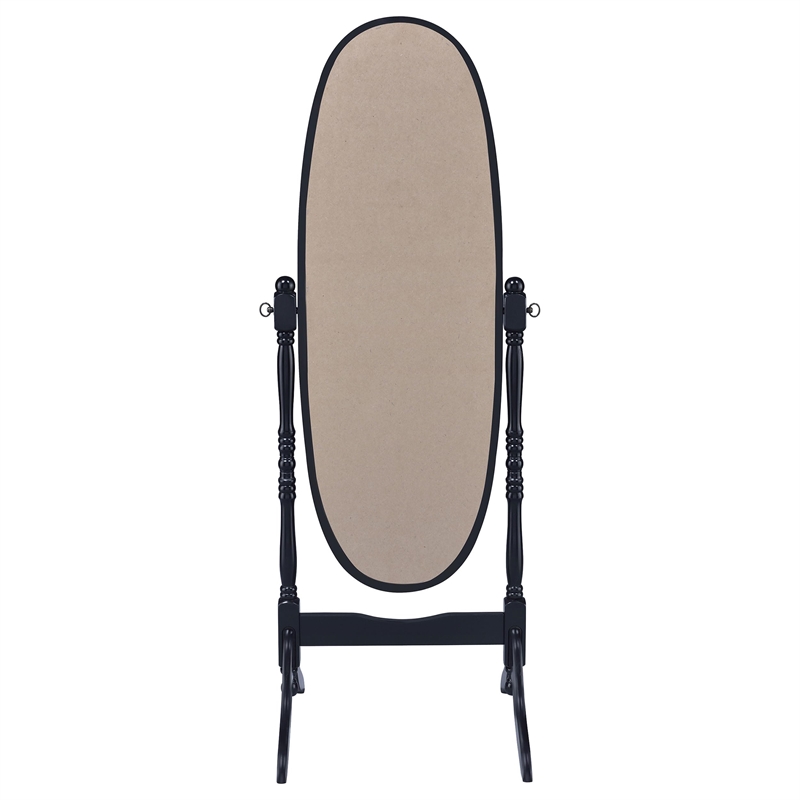 Pemberly Row Wood Adjustable Full Length Cheval Mirror in Black