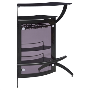 Pemberly Row 2-shelf Curved Freestanding Home Bar Cabinet in Black