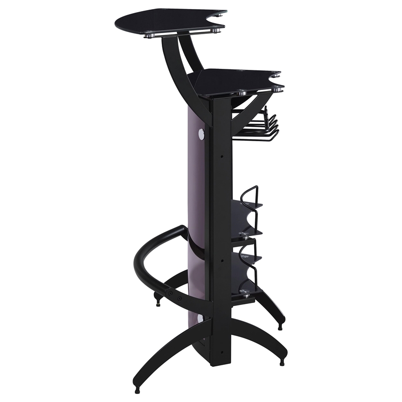 Pemberly Row 2-shelf Curved Freestanding Home Bar Cabinet in Black