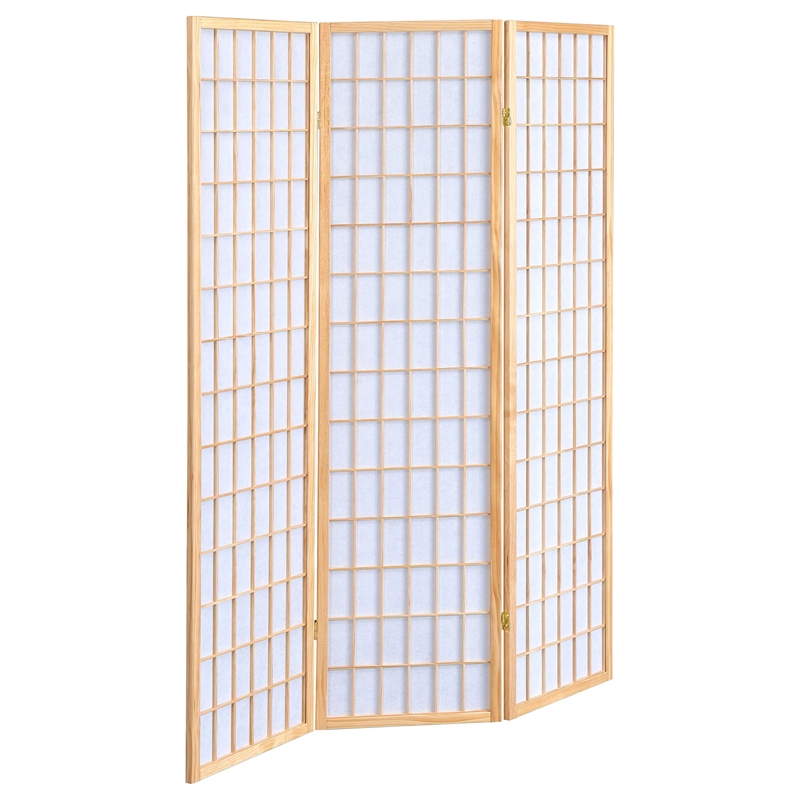 Pemberly Row 3-Panel Room Divider Folding Shoji Screen in Natural