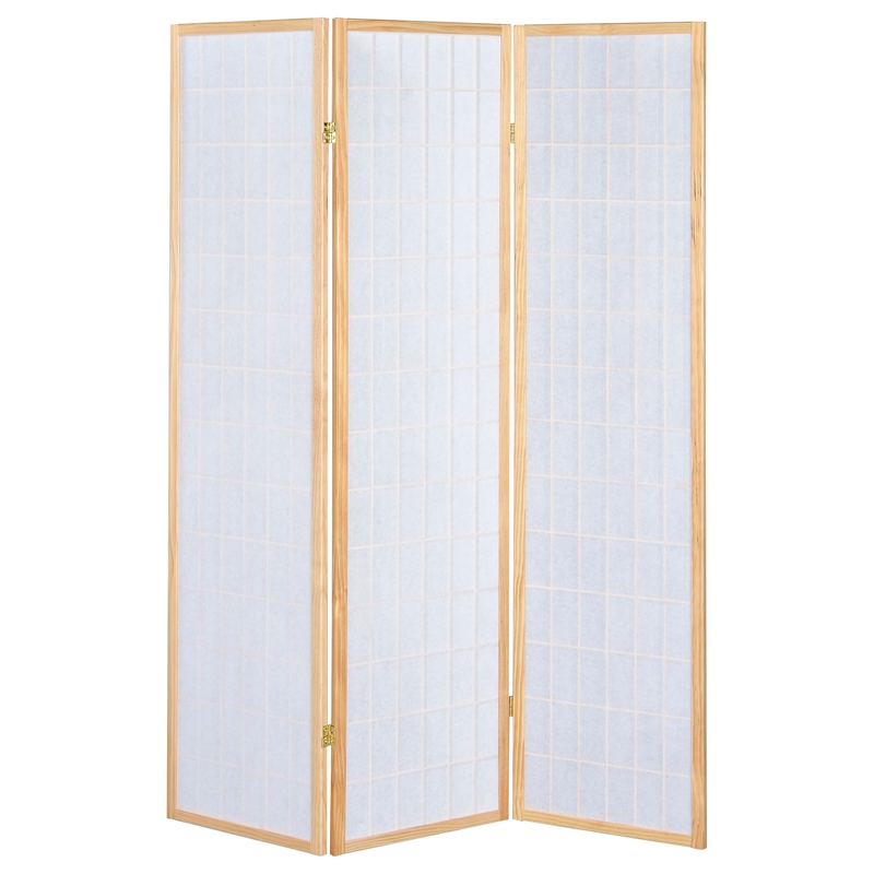 Pemberly Row 3-Panel Room Divider Folding Shoji Screen in Natural