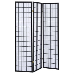 Pemberly Row 3-Panel Room Divider Folding Shoji Screen in Black