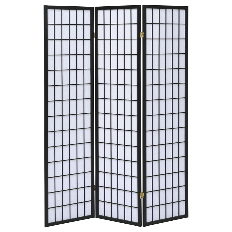 Pemberly Row 3-Panel Room Divider Folding Shoji Screen in Black