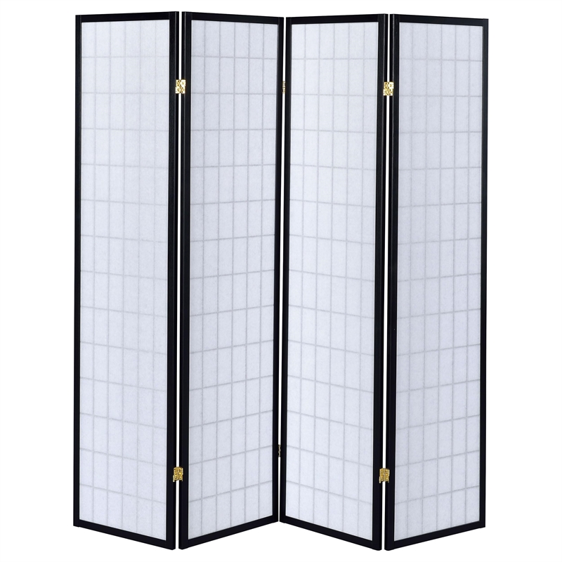 Pemberly Row 4-Panel Room Divider Folding Shoji Screen in Black