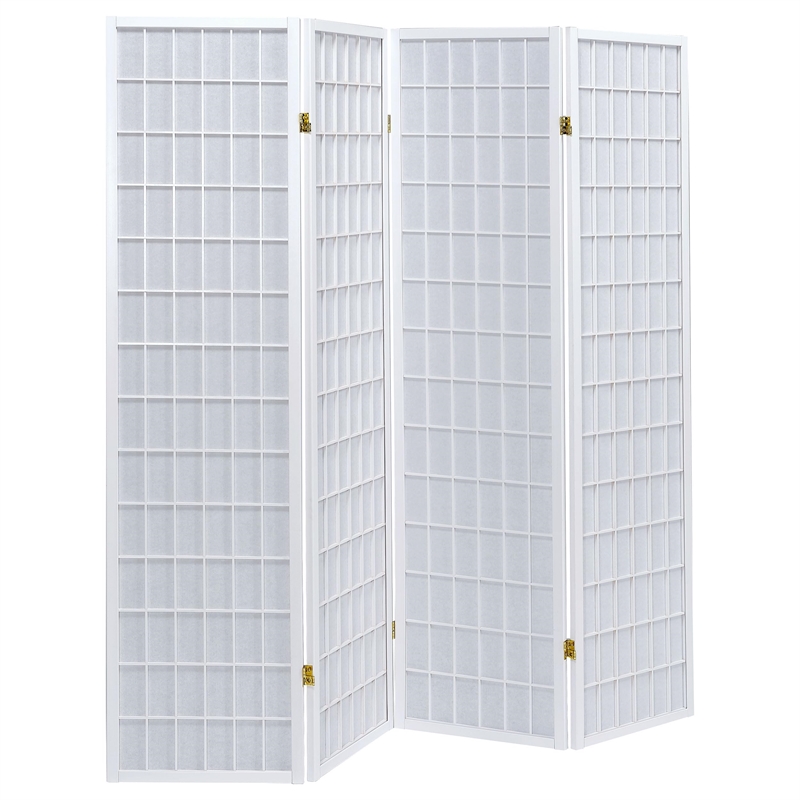 Pemberly Row 4-Panel Room Divider Folding Shoji Screen in White