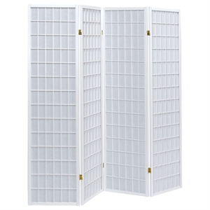 Pemberly Row 4-Panel Room Divider Folding Shoji Screen in White