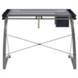 Pemberly Row 41-inch Glass Top Drafting Table with Storage in Silver