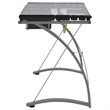 Pemberly Row 41-inch Glass Top Drafting Table with Storage in Silver