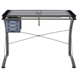 Pemberly Row 41-inch Glass Top Drafting Table with Storage in Silver