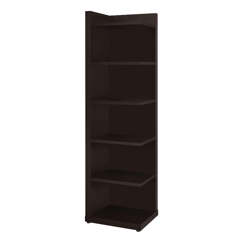 Pemberly Row 71-inch 6-shelf Wood Corner Bookcase in Cappuccino