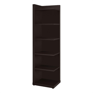 Pemberly Row 71-inch 6-shelf Wood Corner Bookcase in Cappuccino