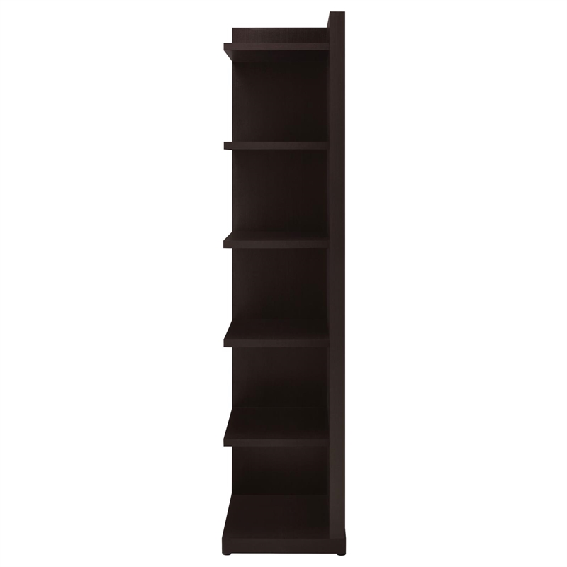 Pemberly Row 71-inch 6-shelf Wood Corner Bookcase in Cappuccino