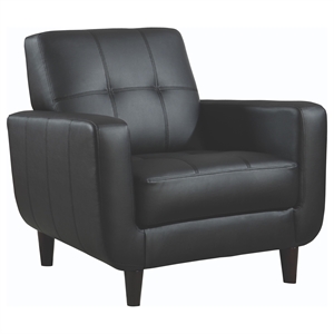 Pemberly Row Upholstered Track Arm Tufted Accent Chair in Black