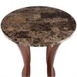Pemberly Row Round Faux Marble Top Plant Stand Accent Table in Brown