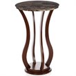 Pemberly Row Round Faux Marble Top Plant Stand Accent Table in Brown
