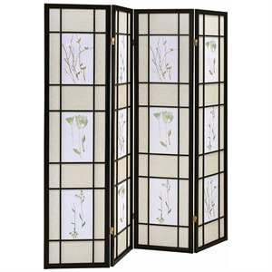 Pemberly Row 4-Panel Room Divider Folding Shoji Screen in Floral