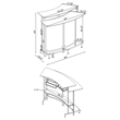 Pemberly Row Curved Glass Top Home Bar Wine Cabinet with Footrest in Black