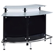 Pemberly Row Curved Glass Top Home Bar Wine Cabinet with Footrest in Black