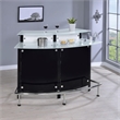 Pemberly Row Curved Glass Top Home Bar Wine Cabinet with Footrest in Black