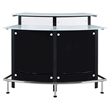 Pemberly Row Curved Glass Top Home Bar Wine Cabinet with Footrest in Black