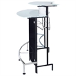 Pemberly Row Curved Glass Top Home Bar Wine Cabinet with Footrest in Black