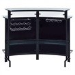 Pemberly Row Curved Glass Top Home Bar Wine Cabinet with Footrest in Black