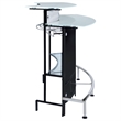 Pemberly Row Curved Glass Top Home Bar Wine Cabinet with Footrest in Black