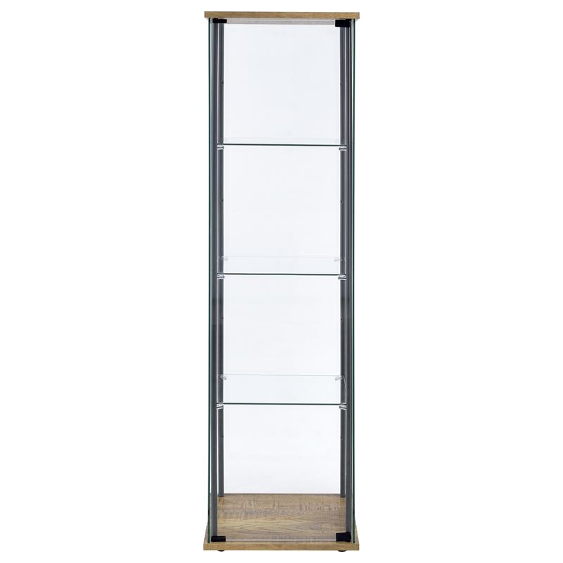 Pemberly Row 3-shelf Engineered Wood and Clear Glass Curio Cabinet in Brown