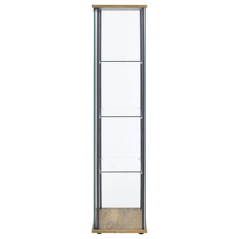 Pemberly Row 3-shelf Engineered Wood and Clear Glass Curio Cabinet in Brown