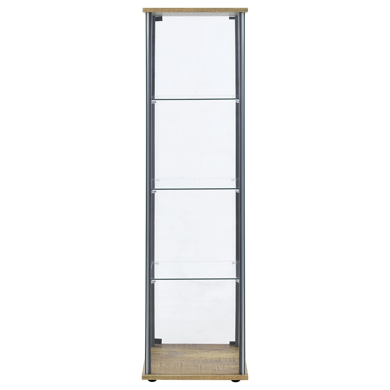 Pemberly Row 3-shelf Engineered Wood and Clear Glass Curio Cabinet in Brown