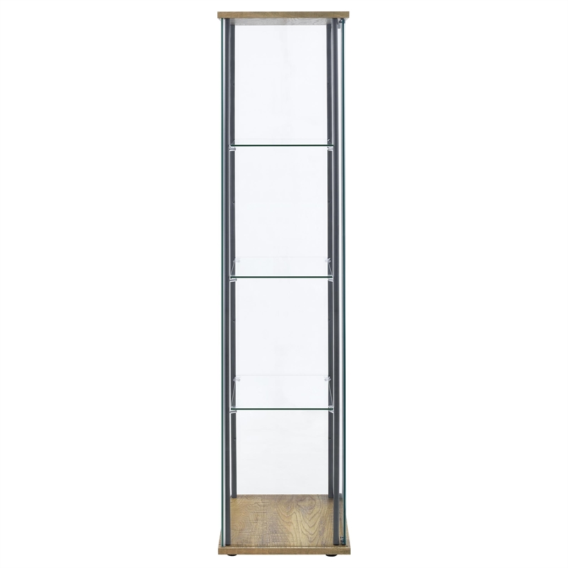 Pemberly Row 3-shelf Engineered Wood and Clear Glass Curio Cabinet in Brown