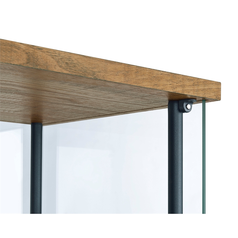 Pemberly Row 3-shelf Engineered Wood and Clear Glass Curio Cabinet in Brown
