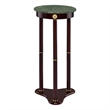 Pemberly Row Round Green Marble Top Tri-Leg Plant Stand in Merlot