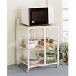 Pemberly Row 2-shelf Mobile Kitchen Cart in Natural Brown and White