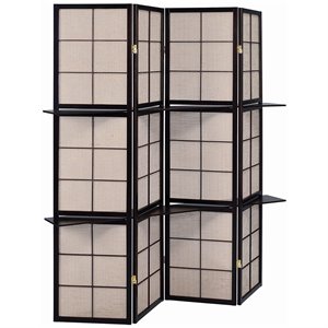 Pemberly Row 4-Panel Room Divider Folding Shoji Screen in Cappuccino