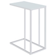 Pemberly Row White Glass Top C-Shaped Sofa Side Table in Chrome